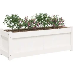 vidaXL Blomlådor 2 st, Höga Sängar, Blomlådor, Växtkrukor, Blomlådor Trädgård Patio Terrass, Vit Trä 837452