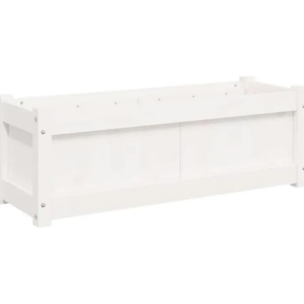 vidaXL Blomlådor 2 st, Höga Sängar, Blomlådor, Växtkrukor, Blomlådor Trädgård Patio Terrass, Vit Trä 837452