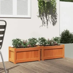 Best Blomlådor 2 st, Upphöjda Sängar, Blommurnor, Växtkrukor, Blomlådor Trädgård Terrass, Brun Vaxad Trä 837444 Planteringsbänkar