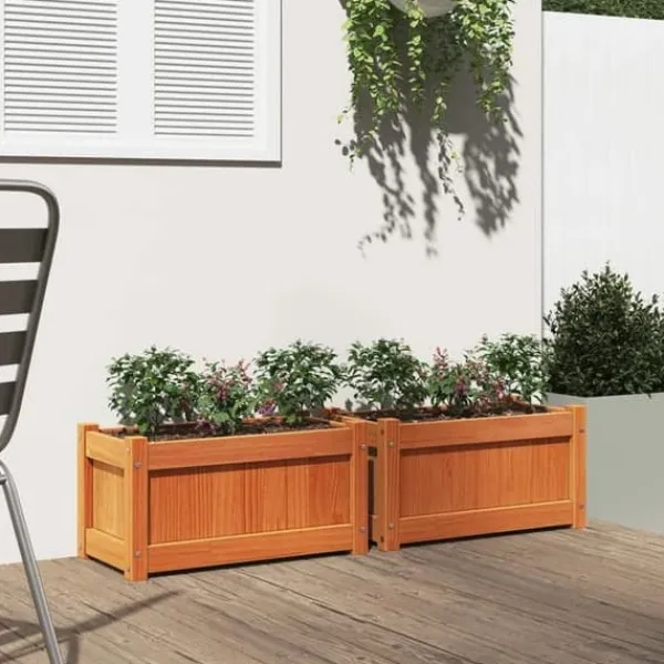 Best Blomlådor 2 st, Upphöjda Sängar, Blommurnor, Växtkrukor, Blomlådor Trädgård Terrass, Brun Vaxad Trä 837444 Planteringsbänkar