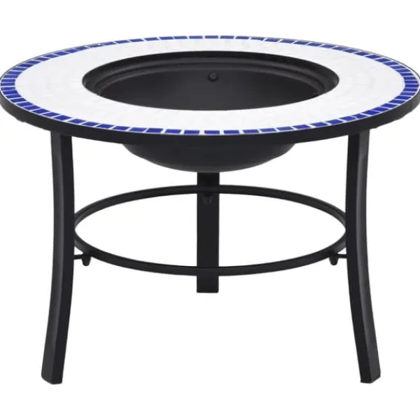 vidaXL Eldfat med mosaik blå och vit 68cm keramik - Öppna spisar