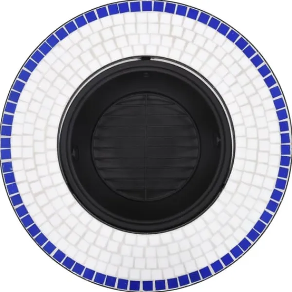 vidaXL Eldfat med mosaik blå och vit 68cm keramik - Öppna spisar