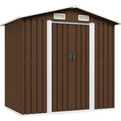 Förvaringsbod brun 204x132x186 cm stål - Förråd & Redskapsbodar Skjul, Garage & Carports