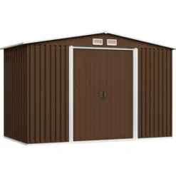 vidaXL Förvaringsbod brun 257x205x178 cm stål - Förråd & Redskapsbodar