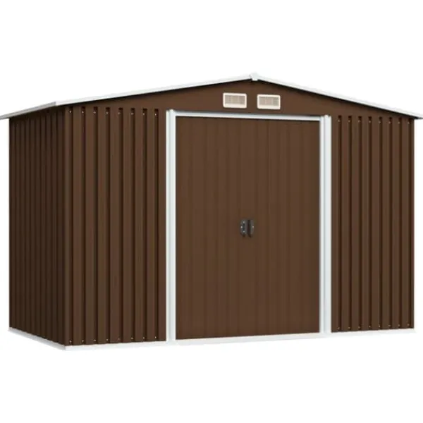 vidaXL Förvaringsbod brun 257x205x178 cm stål - Förråd & Redskapsbodar