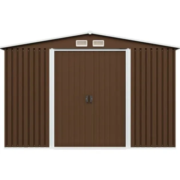 vidaXL Förvaringsbod brun 257x205x178 cm stål - Förråd & Redskapsbodar