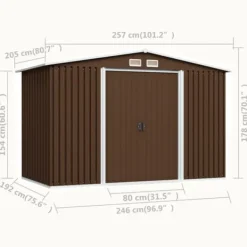 vidaXL Förvaringsbod brun 257x205x178 cm stål - Förråd & Redskapsbodar
