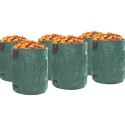 vidaXL Grön Plast 500 L Hållbar Trädgårdssäckar Cylindrisk