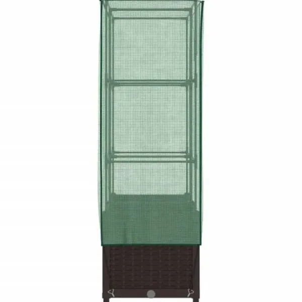 Hot Höjd planteringslåda med rattanutseende 80x40x138 cm, upphöjd trädgårdsbädd, upphöjd blomlåda, 4015800 Växthus