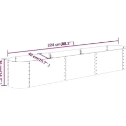 Sale Höjddon av Trädgård Blomkruka Växtlåda Höjdträdgård Patio Terrass Utomhus Galvaniserad Stål 224x40x36 cm 318874 Planteringsbänkar