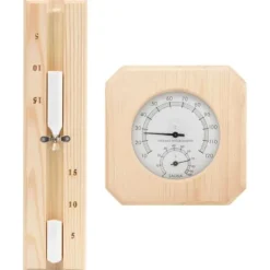 Clearance 2-i-1 Bastutermometer & hygrometer sandur set massiv furu - Bastutillbehör Bastu