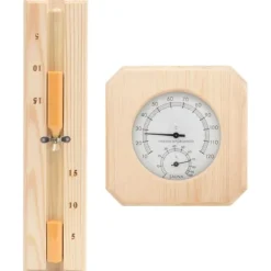 Hot 2-i-1 Bastutermometer & hygrometer sandur set massiv furu Bastu