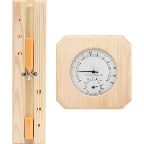 Hot 2-i-1 Bastutermometer & hygrometer sandur set massiv furu Bastu