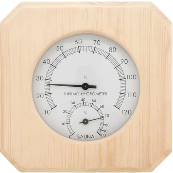Hot 2-i-1 Bastutermometer & hygrometer sandur set massiv furu Bastu