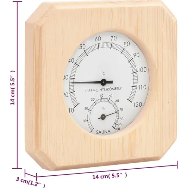 Hot 2-i-1 Bastutermometer & hygrometer sandur set massiv furu Bastu