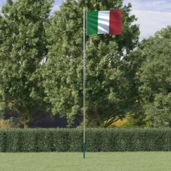 vidaXL Italiens flagga och flaggstång 6,23 m aluminium