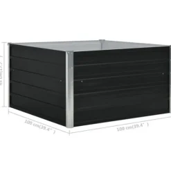 Clearance Jardiniär Växtkärl Blomkruka Blomlåda Grönsaker Örter Veranda Trädgård Patio Utomhus 100x100x45 cm Stål 47024 Planteringsbänkar