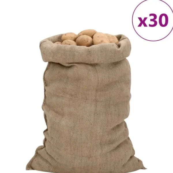 Outlet Jutesäckar 30 st 60x105 cm 100% jute 340 gsm - Resväskor & väskor Trädgårdskorgar