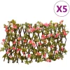 vidaXL Konstväxt murgröna spaljé expanderbar 5 st mörk rosa 180x20 cm - Staket
