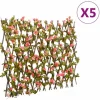 vidaXL Konstväxt murgröna spaljé expanderbar 5 st mörk rosa 180x60 cm - Staket