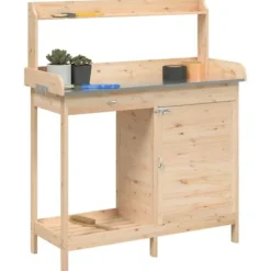 Hot Odlingsbänk med skåp 110,5x45x124,5 cm massivt granträ - Växtställ Planteringsbänkar