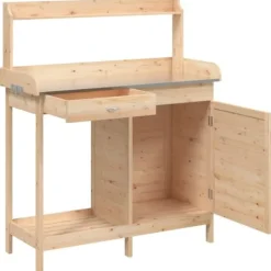 Hot Odlingsbänk med skåp 110,5x45x124,5 cm massivt granträ - Växtställ Planteringsbänkar