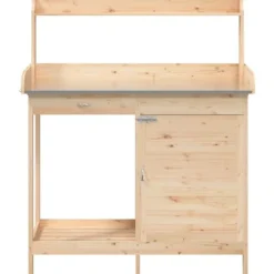 Hot Odlingsbänk med skåp 110,5x45x124,5 cm massivt granträ - Växtställ Planteringsbänkar