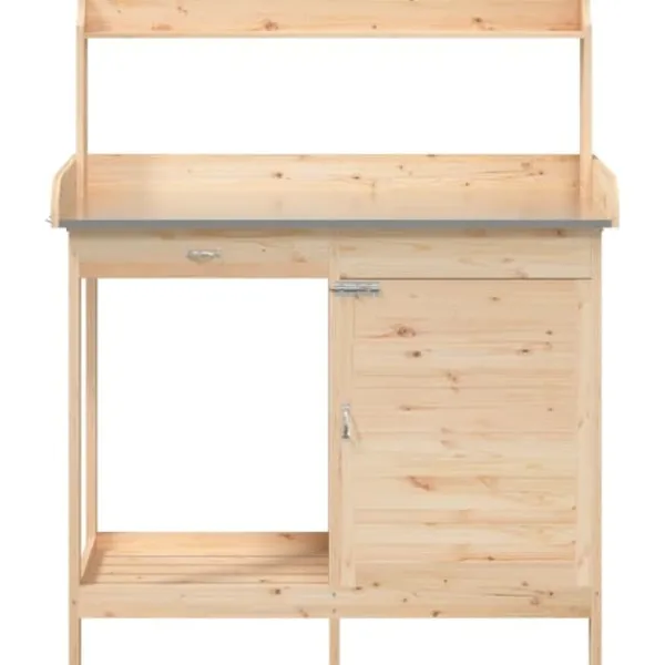 Hot Odlingsbänk med skåp 110,5x45x124,5 cm massivt granträ - Växtställ Planteringsbänkar