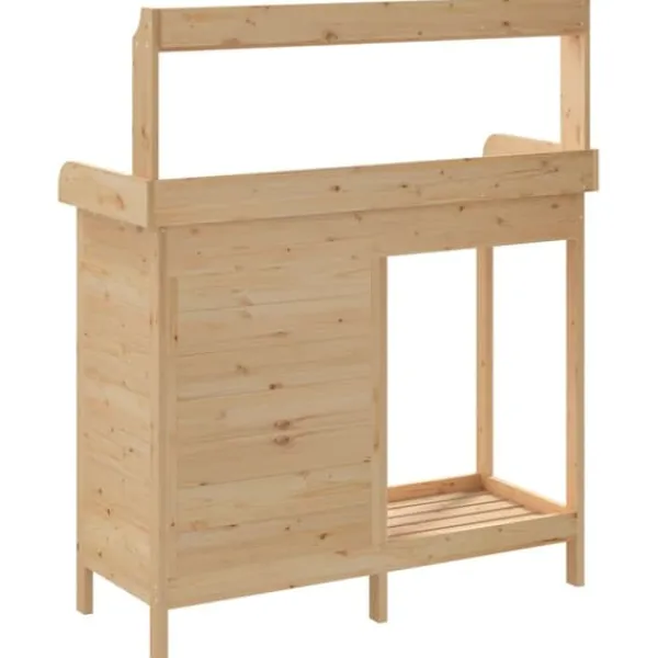 Hot Odlingsbänk med skåp 110,5x45x124,5 cm massivt granträ - Växtställ Planteringsbänkar