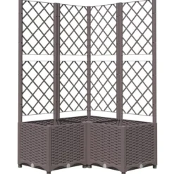 vidaXL Odlingslåda med spaljé brun 80x80x136 cm PP - Krukor & odlingslådor