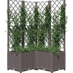 vidaXL Odlingslåda med spaljé brun 80x80x136 cm PP - Krukor & odlingslådor