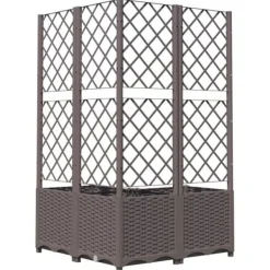 vidaXL Odlingslåda med spaljé brun 80x80x136 cm PP - Krukor & odlingslådor