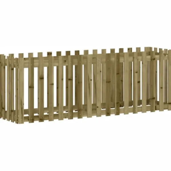 vidaXL Odlingslåda med staket-design 200x50x70 cm impregnerad furu - Krukor & odlingslådor