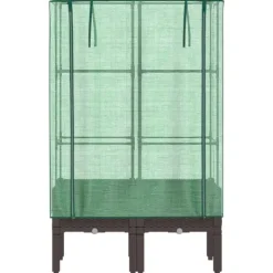 Odlingslåda med växthusöverdrag rottinglook 80x40x140 cm Växthus