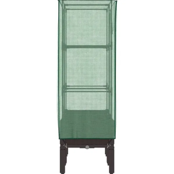 Odlingslåda med växthusöverdrag rottinglook 80x40x140 cm Växthus