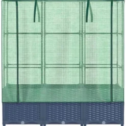 vidaXL Odlingslåda med växthusöverdrag rottinglook 120x40x138 cm