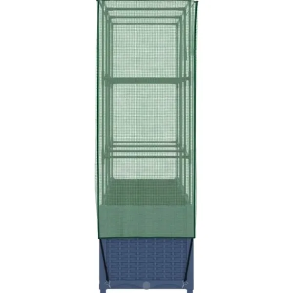 vidaXL Odlingslåda med växthusöverdrag rottinglook 120x40x138 cm