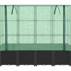 Outlet Odlingslåda med växthusöverdrag rottinglook 160x40x153 cm Växthus