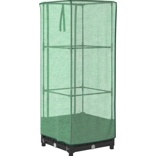 Best Odlingslåda med växthusöverdrag rottinglook 40x40x123 cm Växthus
