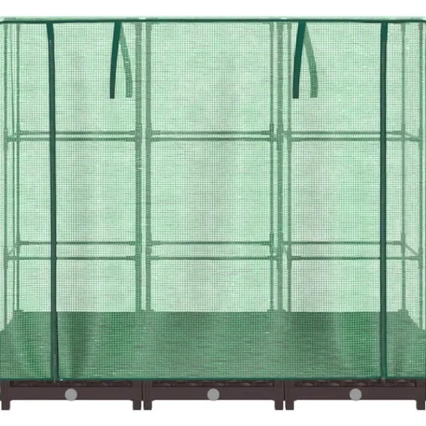 Outlet Odlingslåda med växthusöverdrag rottinglook 120x40x123 cm Växthus