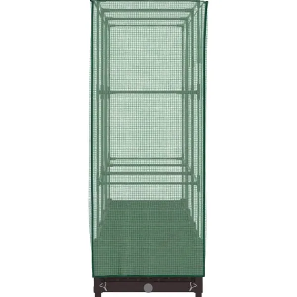 Outlet Odlingslåda med växthusöverdrag rottinglook 120x40x123 cm Växthus
