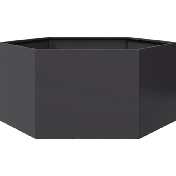New Odlingslåda svart sexkantig 104x90x45 cm stål Krukor & Växtbehållare