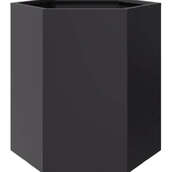 Outlet Odlingslåda svart sexkantig 46x40x45 cm stål Krukor & Växtbehållare
