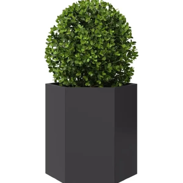 Outlet Odlingslåda svart sexkantig 46x40x45 cm stål Krukor & Växtbehållare