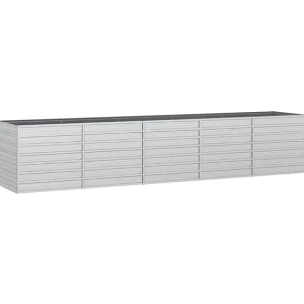 New Odlingslåda upphöjd galvaniserat stål 400x80x77 cm silver - Krukor & odlingslådor Krukor & Växtbehållare