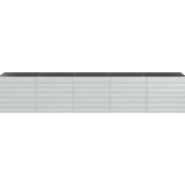New Odlingslåda upphöjd galvaniserat stål 400x80x77 cm silver - Krukor & odlingslådor Krukor & Växtbehållare