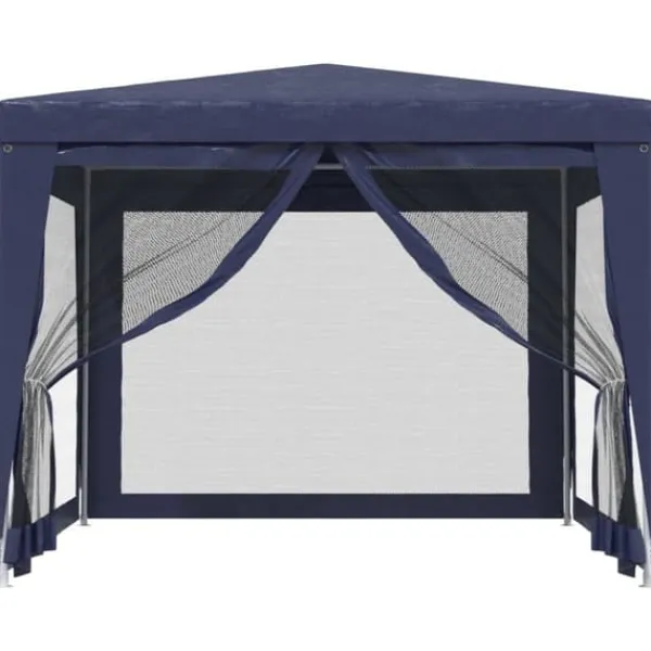 vidaXL Partytält med 4 sidoväggar i nät 3x3 m HDPE blå - Partytält & paviljoner