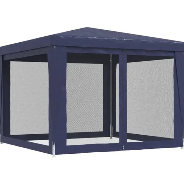 vidaXL Partytält med 4 sidoväggar i nät 3x3 m HDPE blå - Partytält & paviljoner