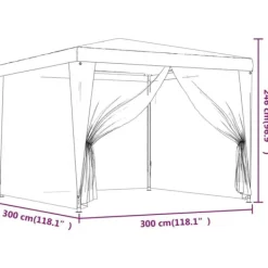 vidaXL Partytält med 4 sidoväggar i nät 3x3 m HDPE blå - Partytält & paviljoner