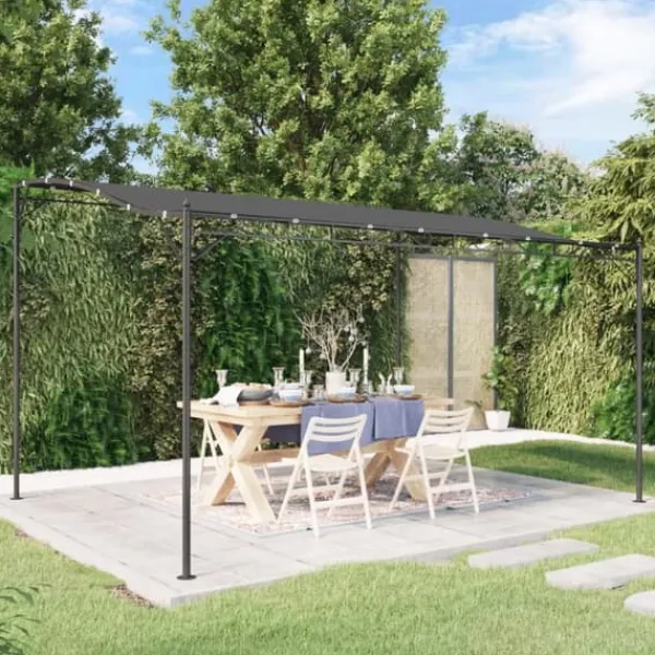 vidaXL Paviljong antracit 4x3 m 180 g/m² tyg och stål - Partytält & paviljoner